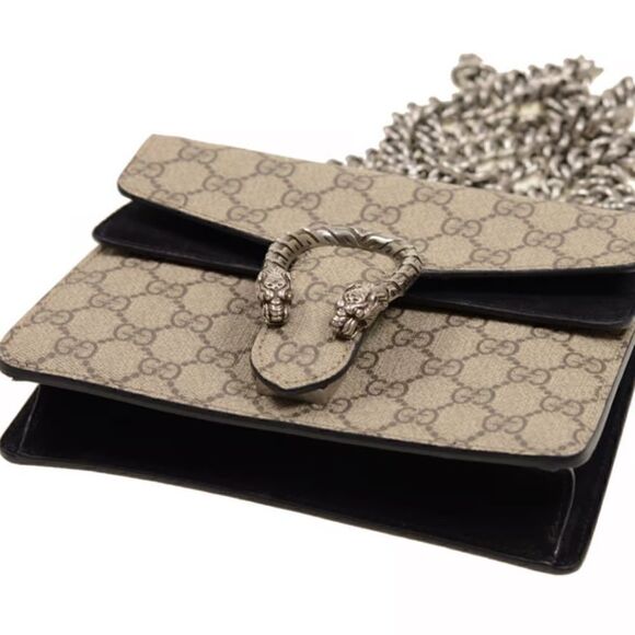 AUTHENTIC NEW GUCCI Gucci Handbag Shoulder Bag GG Supreme Canvas PVC Black Brown - Picture 4 of 7